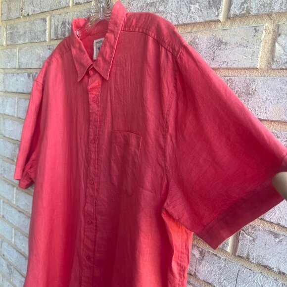 Natural Blue by Visitor Short Sleeve Button Up Collared Linen Shirt Size XXL - Picture 6 of 8